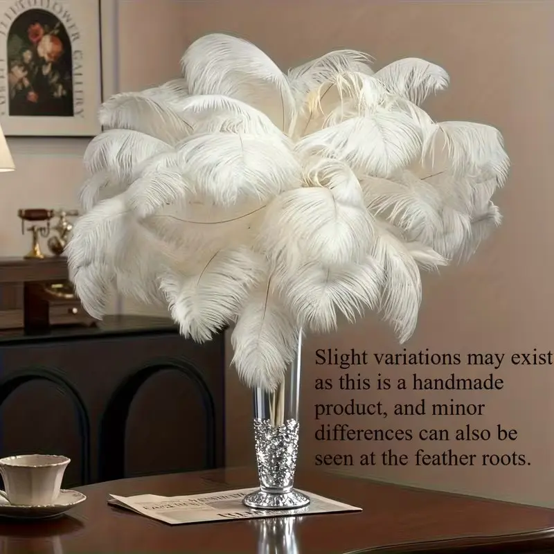 Realistic Ostrich Feathers Set of 7, Soft Artificial Feathers for Wedding Centerpieces, DIY Crafts, Costume Accessories, Holiday Decorations
