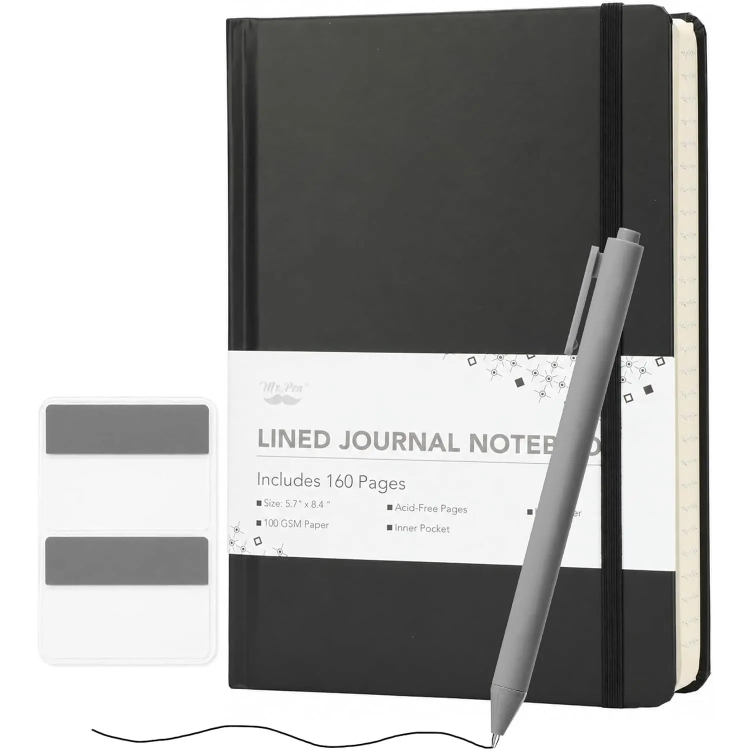 - Lined Journal Notebook, 5.7"x8.4", 160 Pages, Black