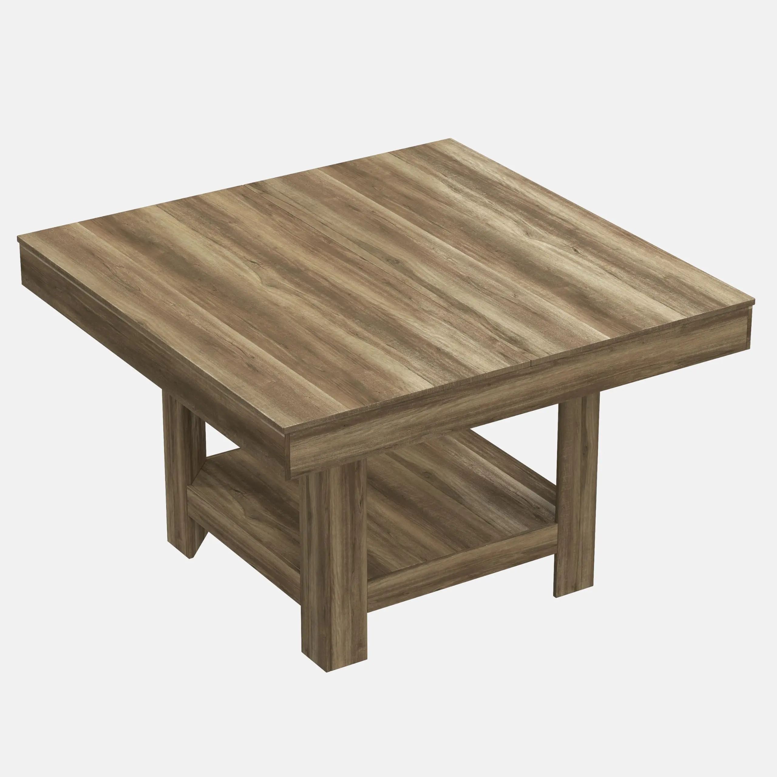 Square Dining Table for 4-6, 47.2" Kitchen Table with 2-Tier Storage Shelf, Modern Black Walnut Dining Table with 350 lbs Capacity & Anti-Wobble Triangle Legs for Dining Room