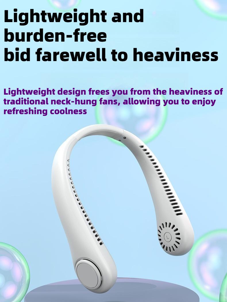 Portable Mini Neck Fan, USB Rechargeable Hands-Free Bladeless, 3-Speed Powerful Airflow, Silent Wearable Personal Device for Outdoor & Daily Use, Portable Fan,summervibes