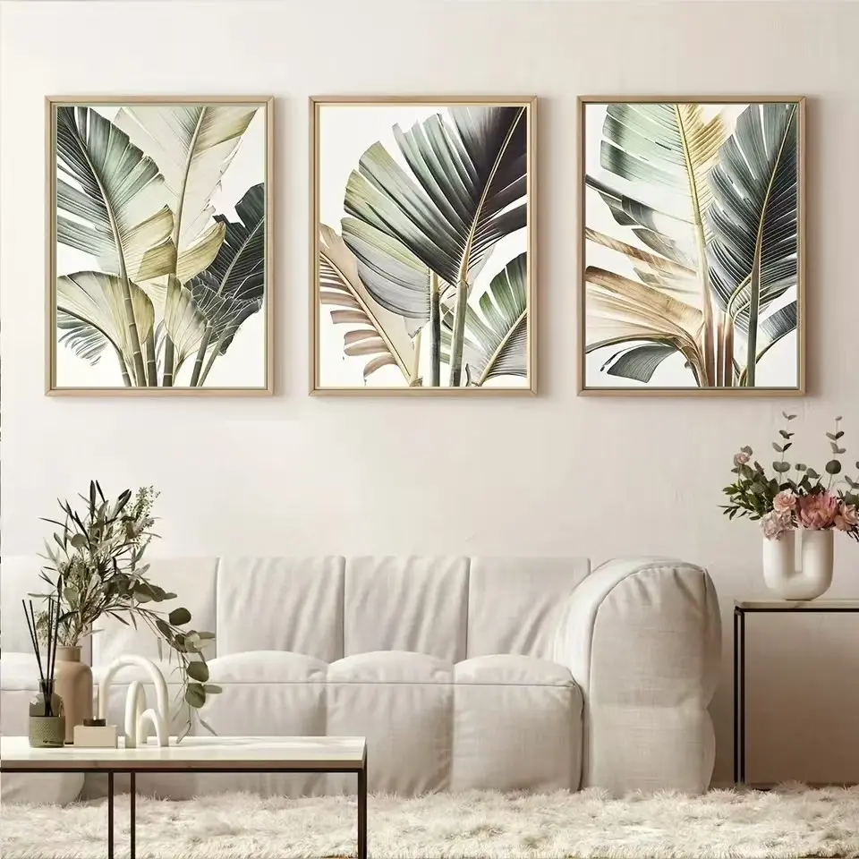 3pcs Bohemian Palm Leaves Tropical Plants Canvas Printing Poster Modern Art Frameless Prints Living Room Bedroom Home Decoration