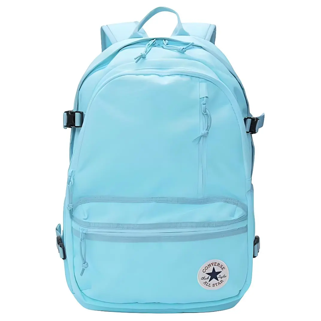 Converse Straight Edge Logo Zippered Polyester Backpack for Men and Women, Casual Blue