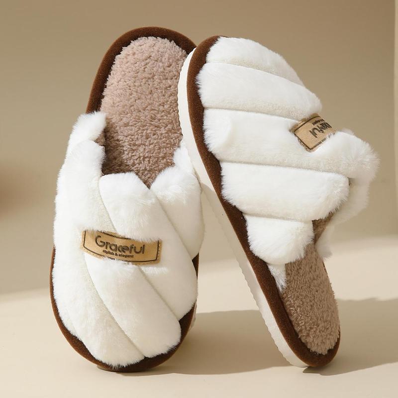 Graceful Womens Slippers Soft Plush Warm House Shoes Anti-Slip Fluffy Fur Indoor/Outdoor Slippers Soft Plush Anti-slip Indoor Wear Warm Comfortable One-piece Style