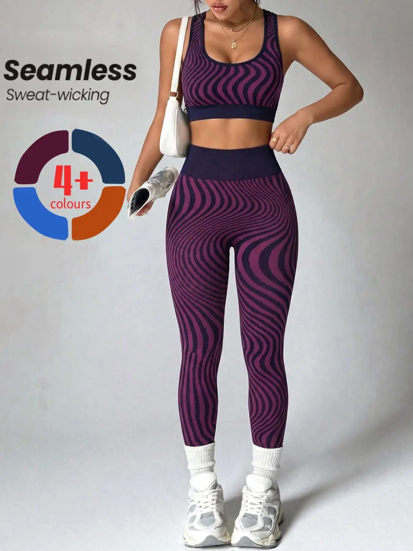 Seamless High-Waisted Zebra Print Yoga Set for Women, Backless Butt Lifting Peach Bottom Workout, Running Outdoor Tight Fit, Seamless Workout Sets, Seamless Sports Set
