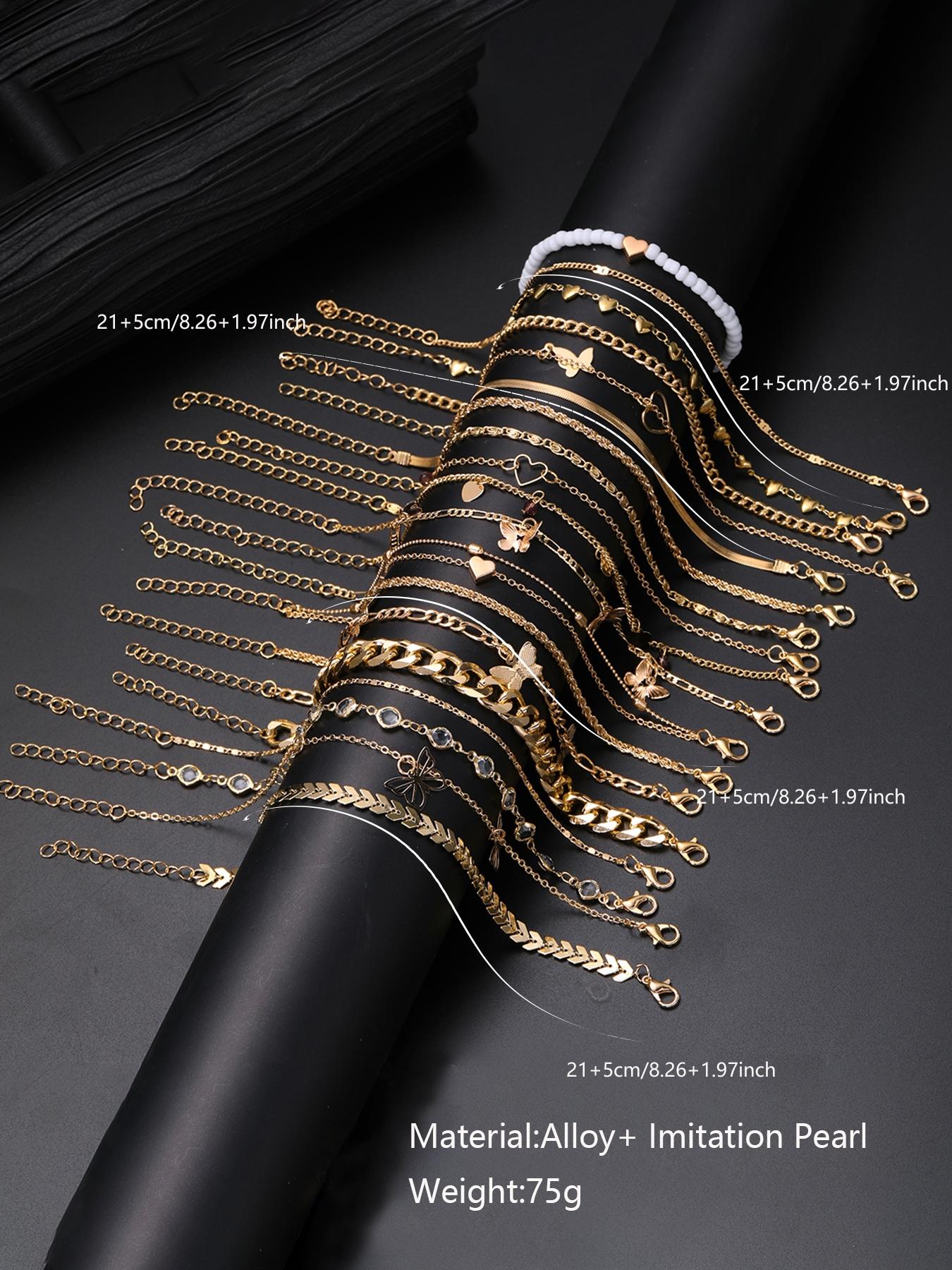 Boho Style Butterfly Heart Faux Pearl Decorated Anklet, Ankle Bracelet, Rhinestone Decorated Anklet for Women & Girls for Party, Trendy All-match Jewelry for Birthday Gift