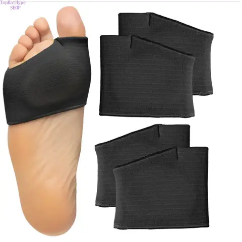Unisex 2-Pair Fabric-Silicone Gel Metatarsal Toe Pads - Anti-Friction Front Foot Insoles, Foot Care Tools, Toe Protectors for Shoes (Black, Large-Small)