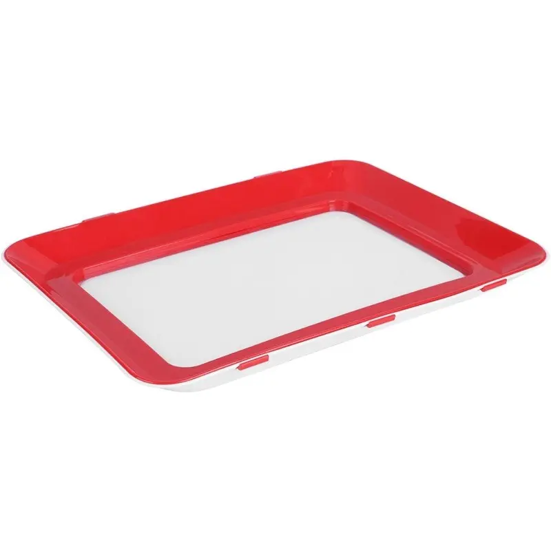 Keenso Leakproof Food Preservation Tray, Vacuum Seal Storage Container, Flexible and Durable, Ideal for Cheese and Meats, Family Use, Redwhite