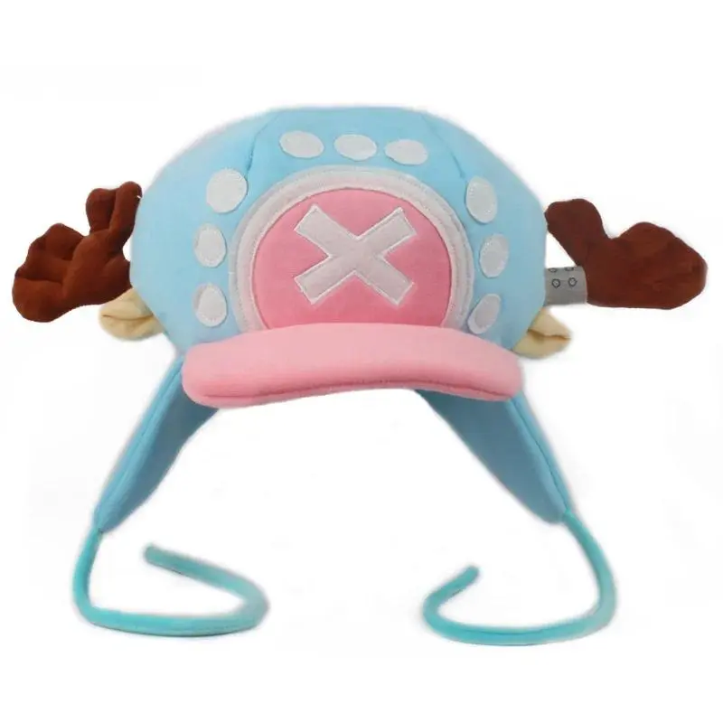 Anime Tony Tony Chopper Plush Hat - Polyester Soft Fabric Cute Accessories, No Closure Cosplay Party Hat for Children, Kawaii Blue Pink Cartoon Props, Chopper Hat