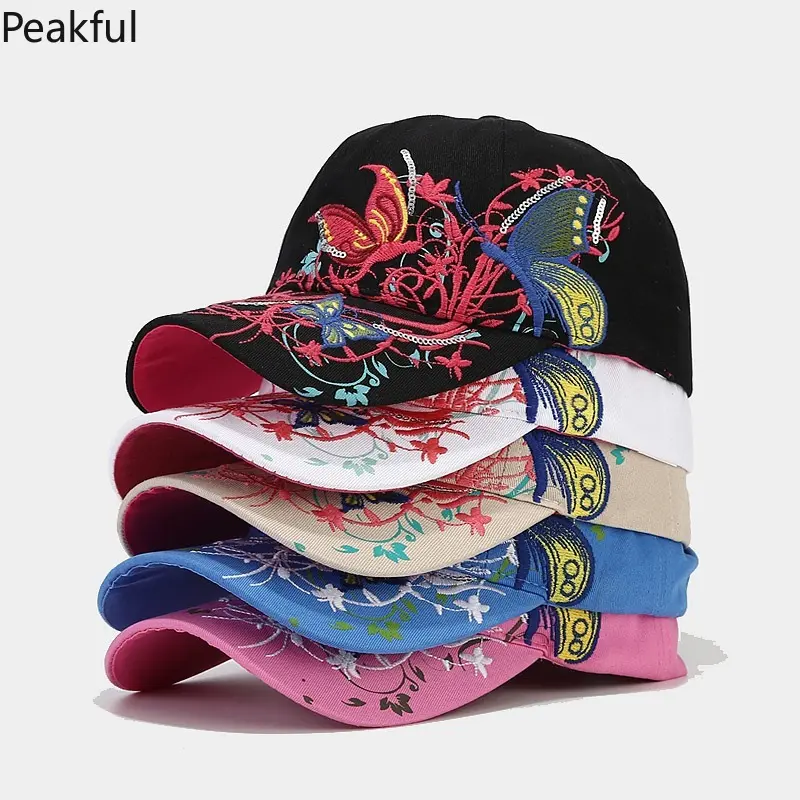 Fashion Butterfly Baseball Cap for Women, Embroidered Sequin Sun Hat with Adjustable Fit, Soft Breathable Curved Brim Cap for Summer, Travel & Outdoor Sports