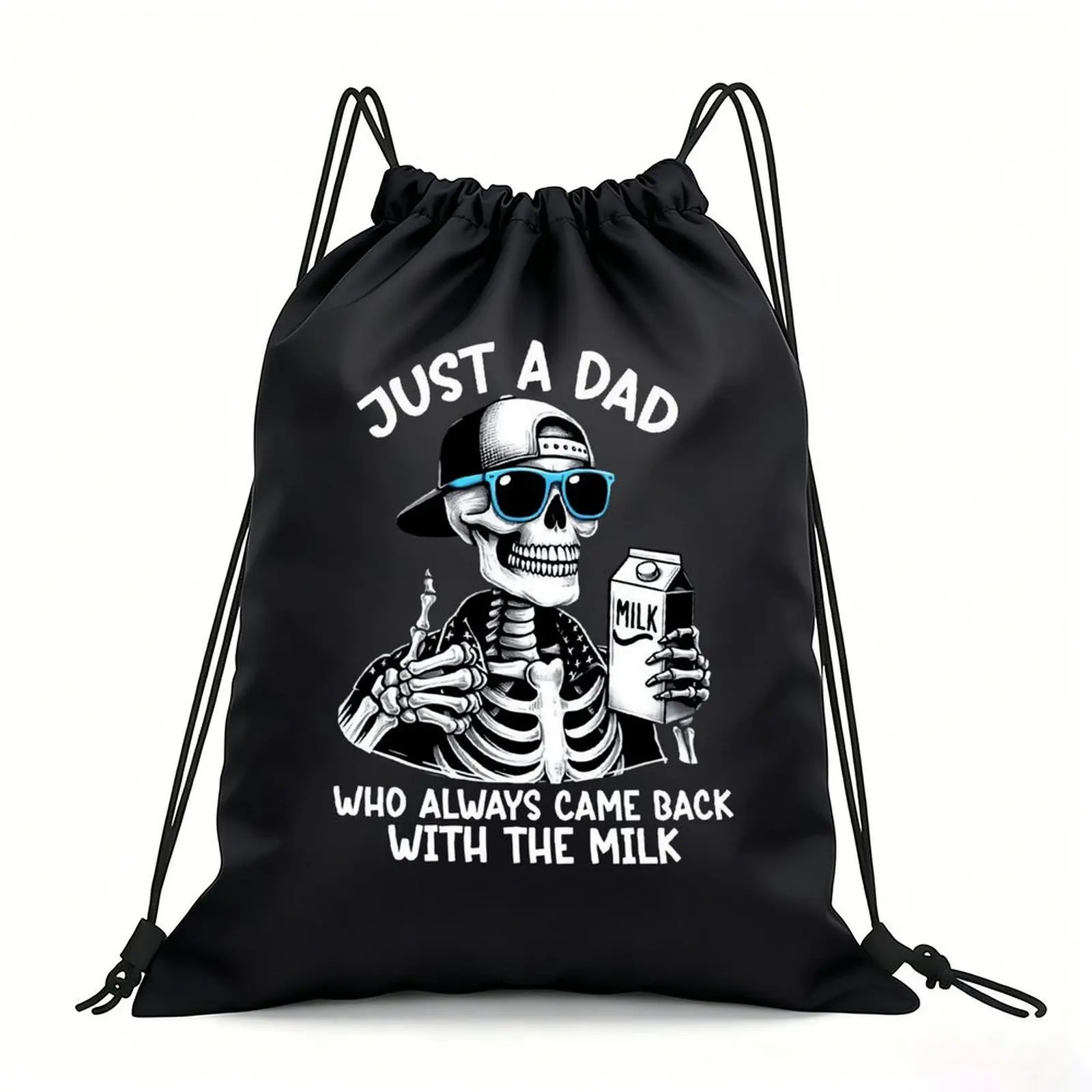 Portable Drawstring Sack Bag with Custom Graphic Print, Waterproof Polyester String Backpack for Gym Workout Swimming Hiking