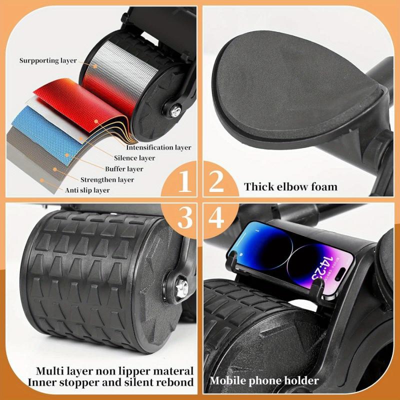 Automatic Rebound Abdominal Roller with Elbow Pads for Fitness Core Strength Training Home Use Prevents Waist Injuries Improves Efficiency