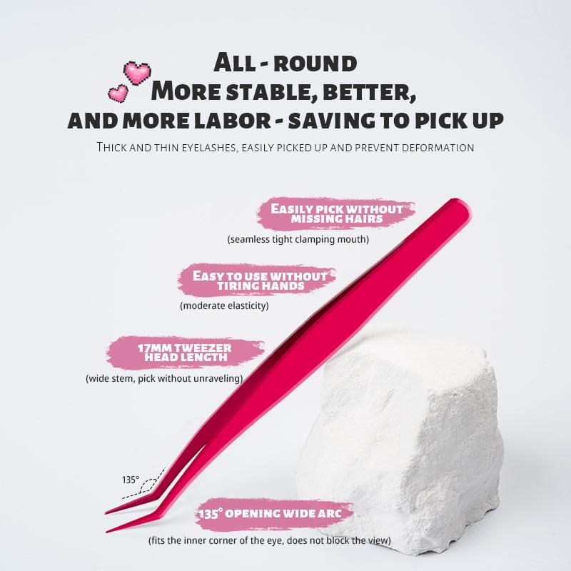 Nano Anti-Stick Eyelash Extension Tweezers, Professional Lash Extender for Girls & Women, Beginner Friendly Smooth Straight & Curved Tweezers