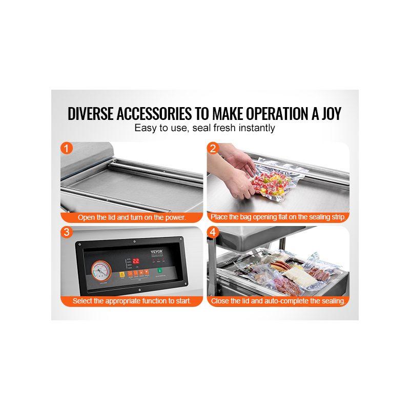 VEVOR Chamber Vacuum Sealer, 1200W Sealing Power, Vacuum Packing Machine for Wet Foods, Meats, Marinades and More, Compact Size with 23.6 in Sealing Length, Applied in Home Kitchen and Commercial Use