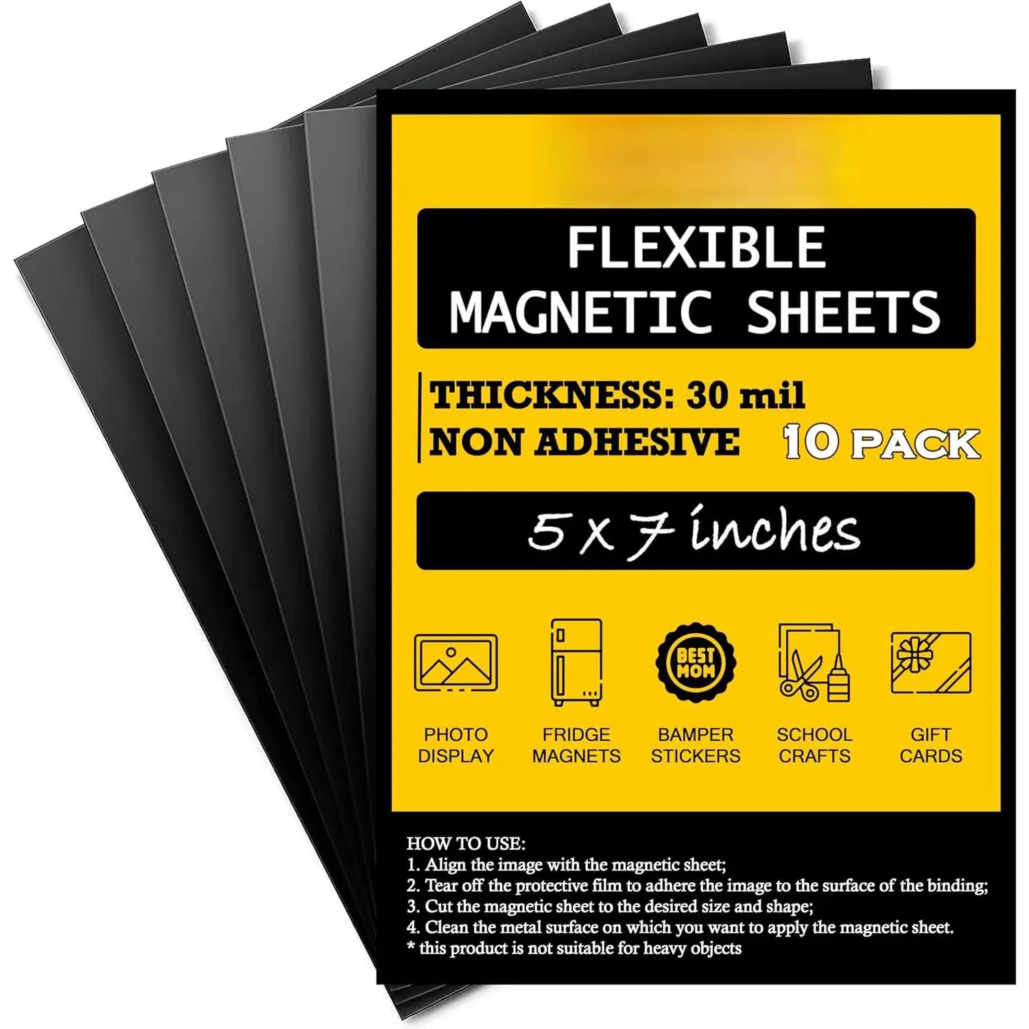 Sheets Non-Adhesive 5" x 7" 30 mil - Flexible , 10 Pack | Thick  Sheets for Fridge Photos, Crafts, DIY, Sign Making, Dies Storage - 5"x7" Inches
