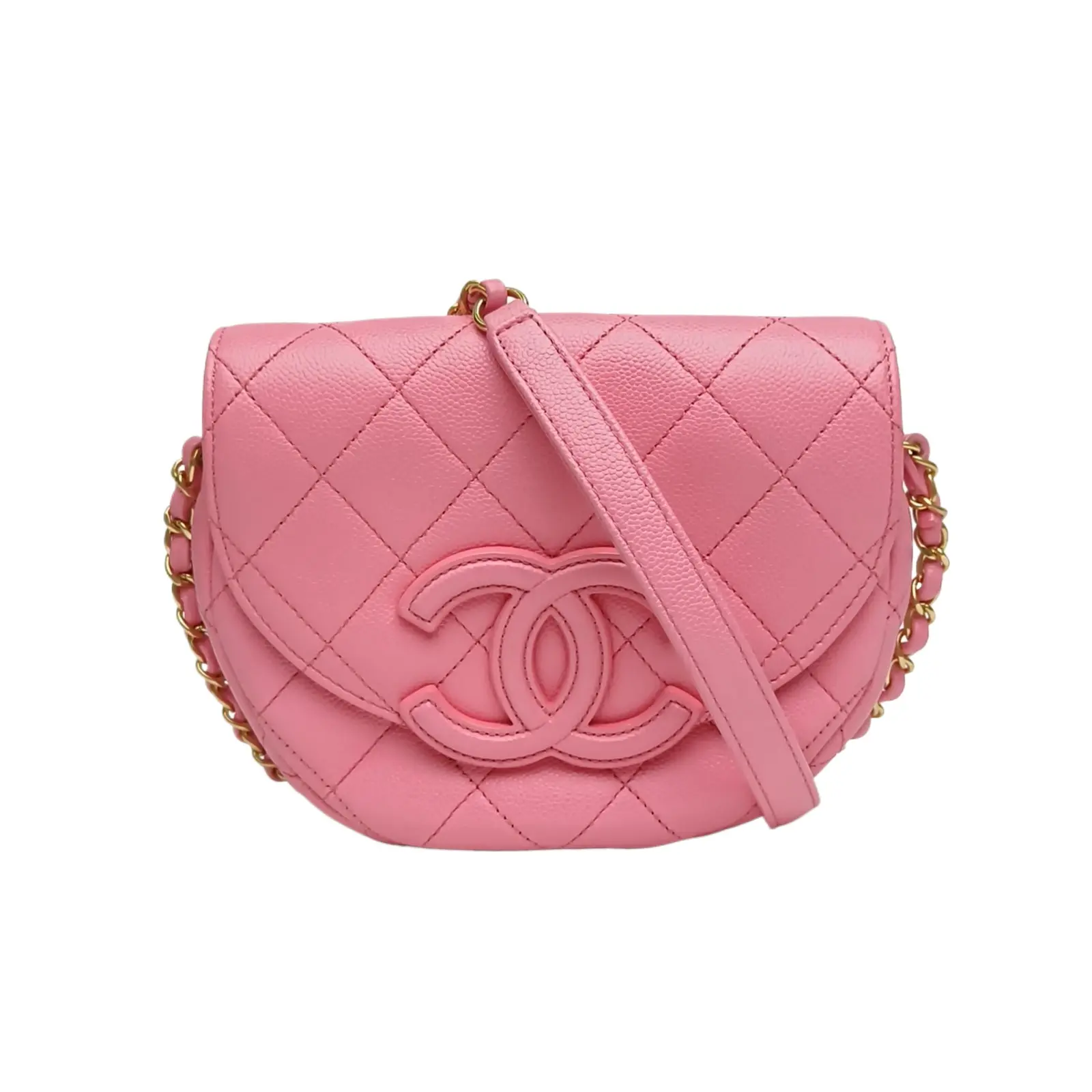 Pre-owned CHANEL 23P Large Leather Logo Flap Saddle MiniP226967888