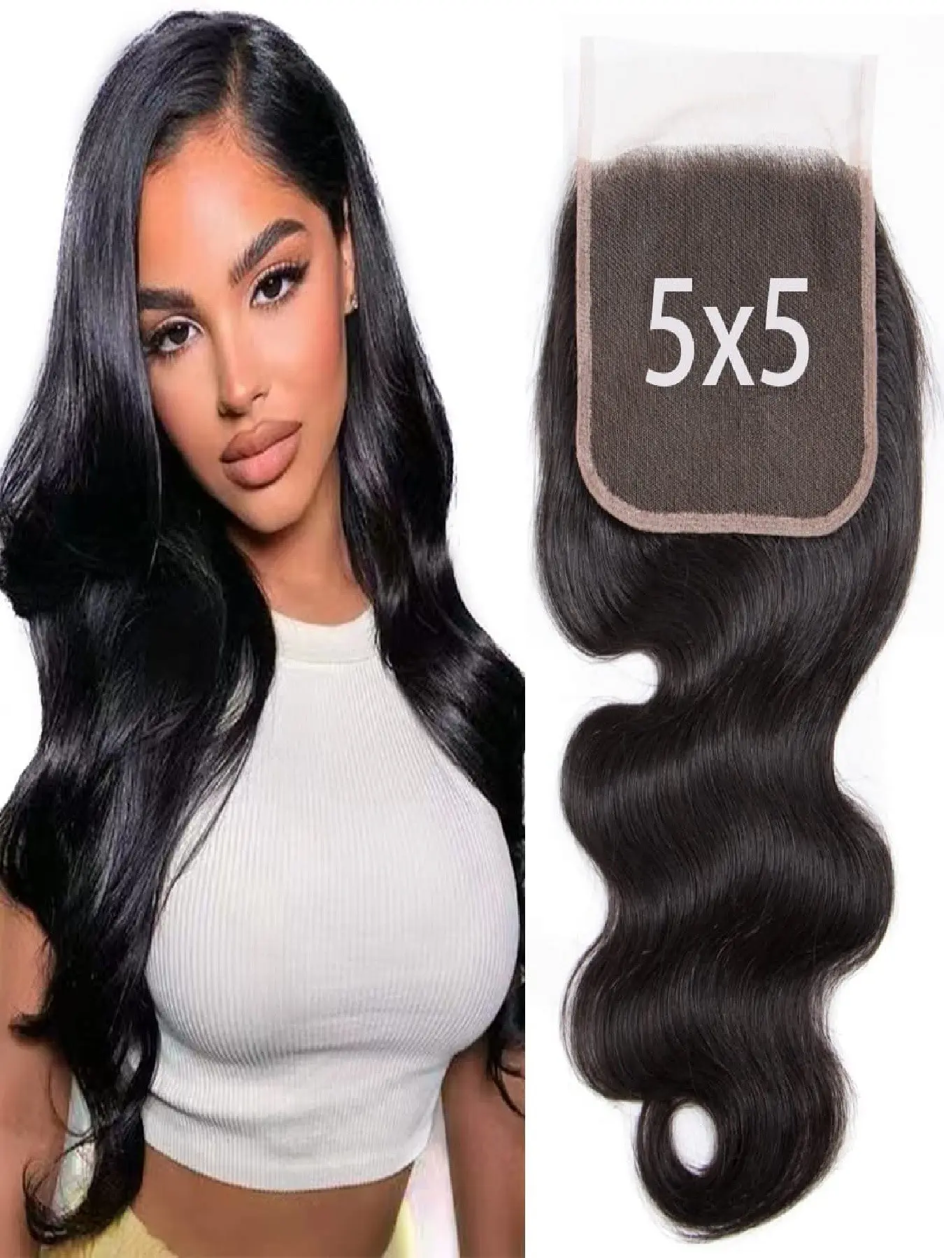5x5 HD Lace Closure Human Hair Body Wave Closure  HD Lace Closure Free Part  Human Hair Extensions Pre Plucked with Baby Hair Natural Color