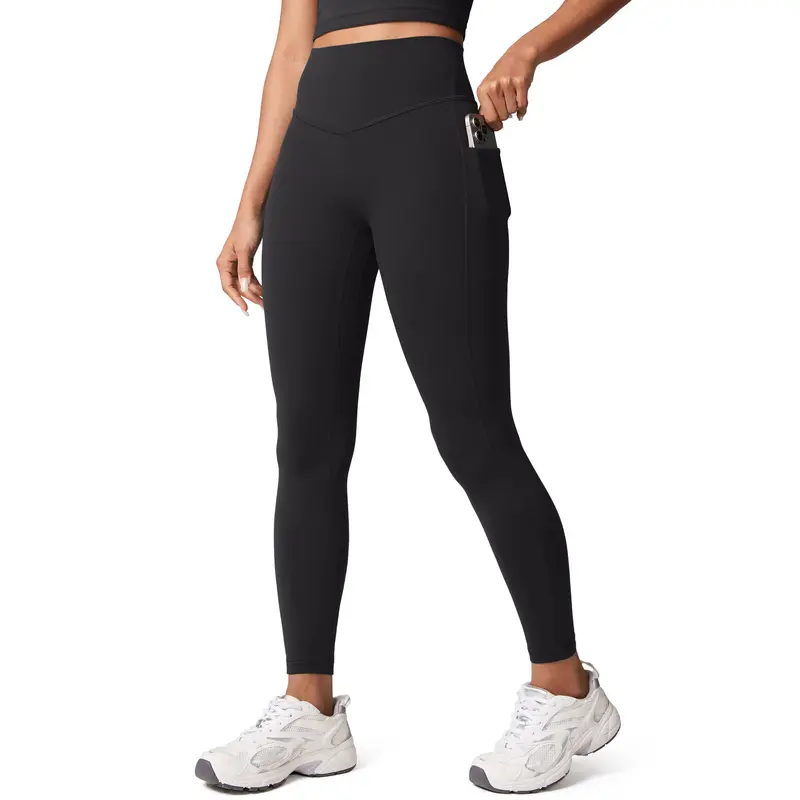 Women's UNISSU Hugluxe Activewear Leggings - 25" Inseam, No Front Seam, Pocket Design, Soft Breathable Fabric, 1-Piece Bottoms