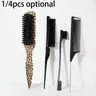4/1Piece Luxury Leopard Print Nylon Brush & Comb Set - Hair Brushes - Detangler Brush - Hair Styling Tools - Create Exquisite Hairstyles, Parting, Layering, Updos, Hair Tying, Back Combing, Detangling & Smoothing - Odorless, Gentle & Easy to Clean