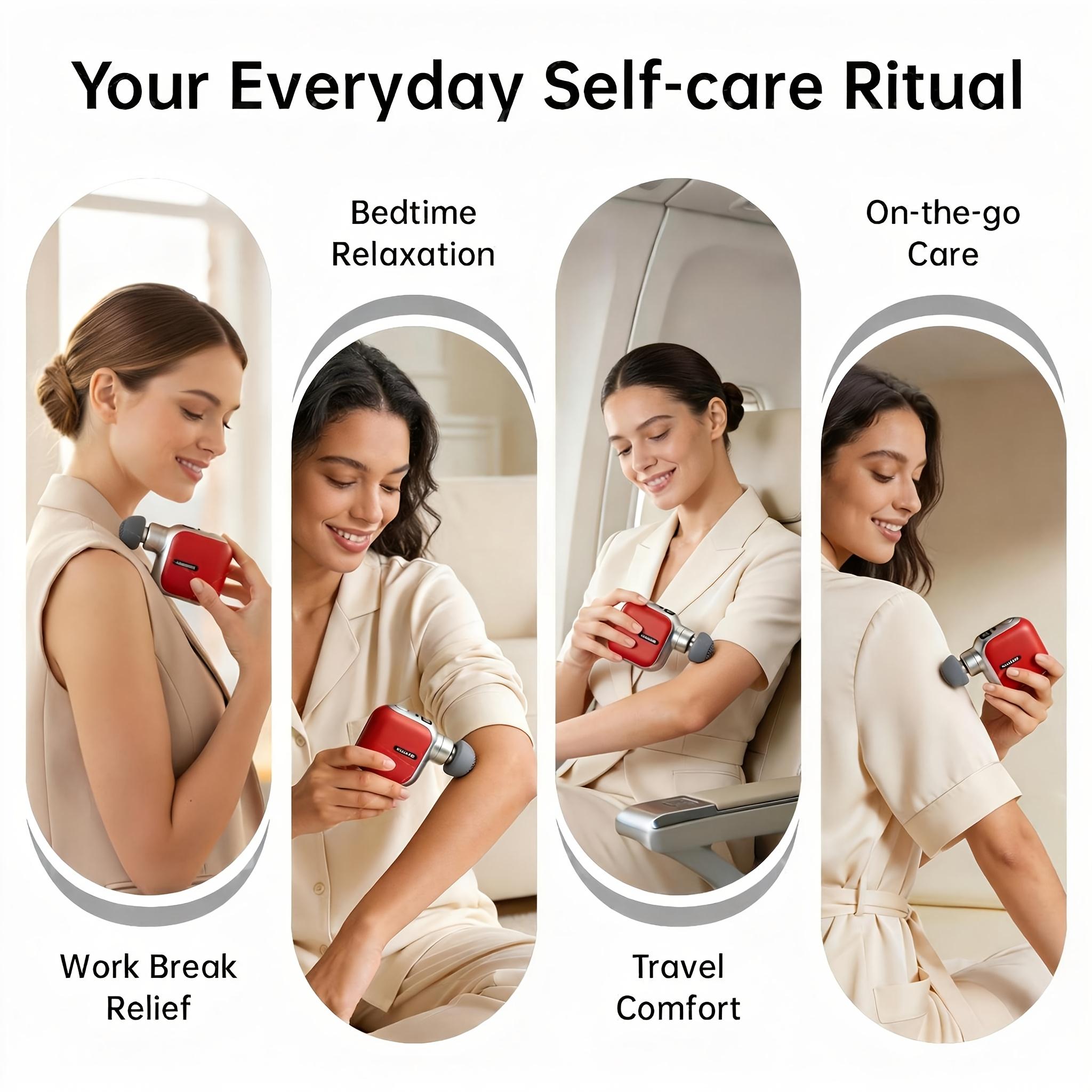 Pocket Power Mini Massage Gun Portable Impact Massager for Travel, Office, And Daily Use, Handheld Deep Tissue Massage Device with 6 Speed Settings And 3 Massage Heads, Thoughtful Gift for All