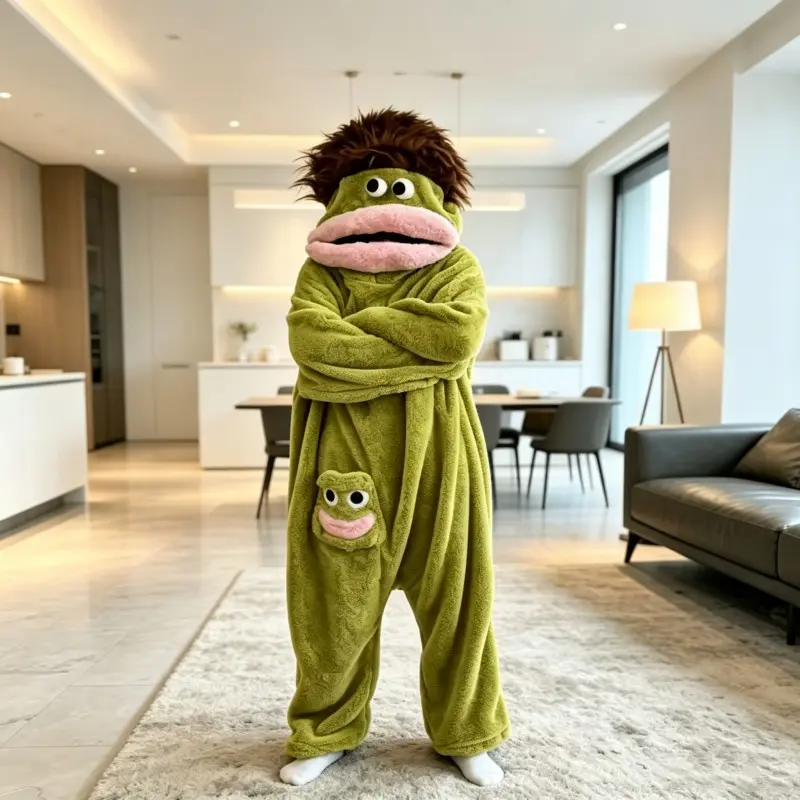 Funny Wearable Blanket Onesie, Soft Fluffy Plush Warm Pajamas, Ideal for Home Party Holiday Gift, Cozy and Comfortable, Cute, Pj Onesie