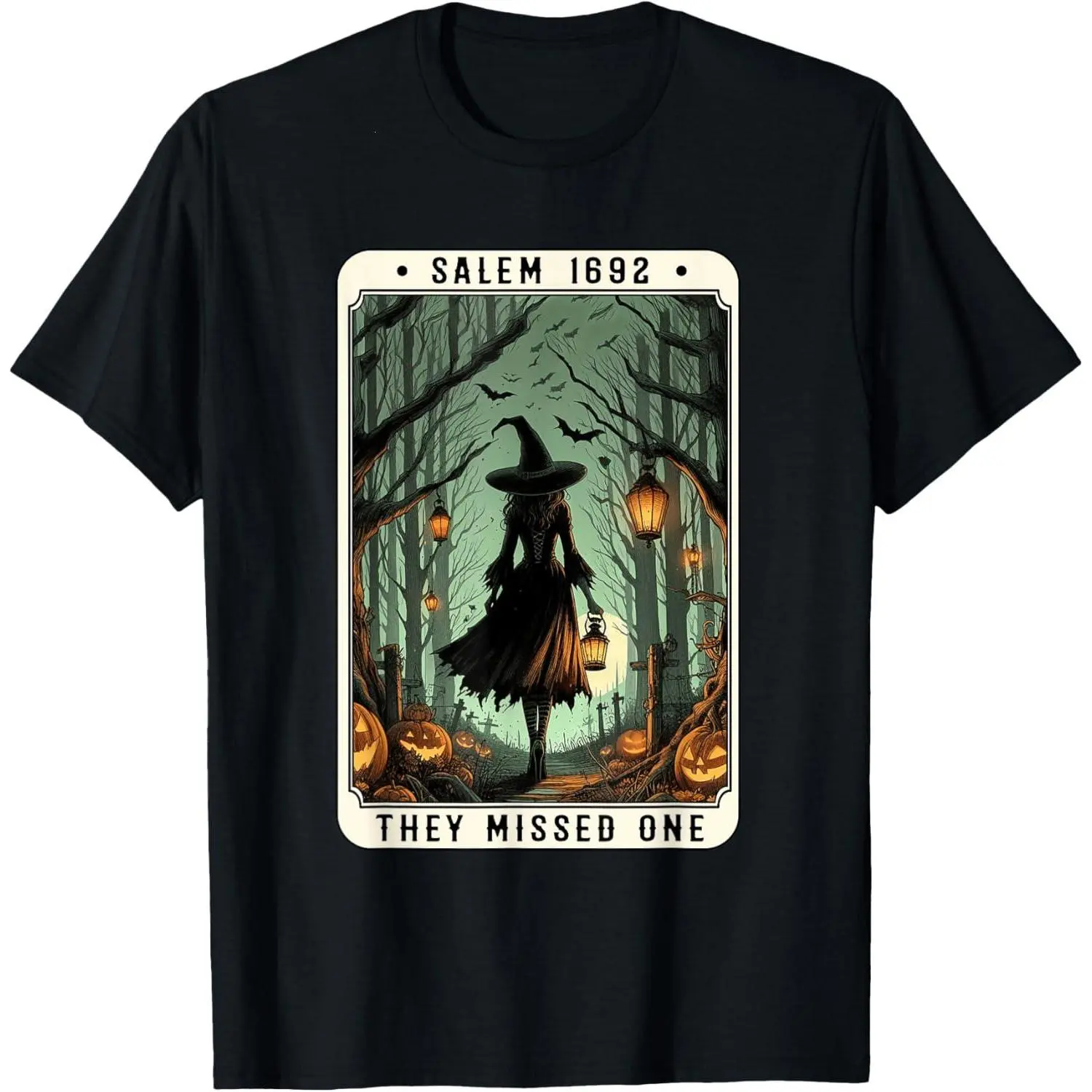 Salem 1692 Halloween Witch They Missed One Tarot Card T-Shirt Gift For Him, Adult funny T-shirt, Gift for Woman and Man