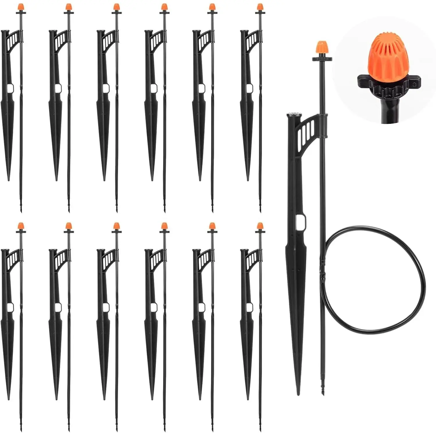 12 Sets 360°Drip Micro Spray Emitters with Sprinkler Stake | Drip Sprinkler Heads with 1/4"Irrigation Tubing and Barbed Coupler,Micro Sprinkler Assembly for Garden Irrigation System