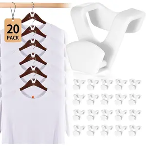Space Saving Hangers 20 Pack, Clothes Hanger Connector Hooks, Heavy Duty Closet Space Saver, Small Space Solutions, Cascading Dorm Room Closet Organizer and Storage - White
