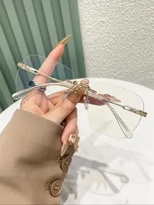 Korean Fashion Metal Frameless Glasses, Protect Your Eyes When Using Phones Tvs Computers, Stylish Eyewear for Daily Use