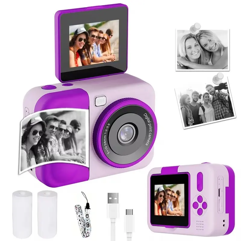 Instant Printing Camera with 1080P HD Video and 6x Zoom, Portable Thermo Printer with 7 Print Densities, DIY Coloring, Filters Frames and Educational Games, Includes Mp3 Music Player and Multiple Shooting Modes for Creative Fun and Gift Use