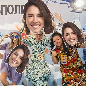 Graduation Custom Cutout Big Head on a Stick, Fun Face Cardboard Cutouts,Real Life Size, Personalized Fat Heads, 6 to 18", Party Décor, Birthday, Upload Your Photo, 1 PC, Black