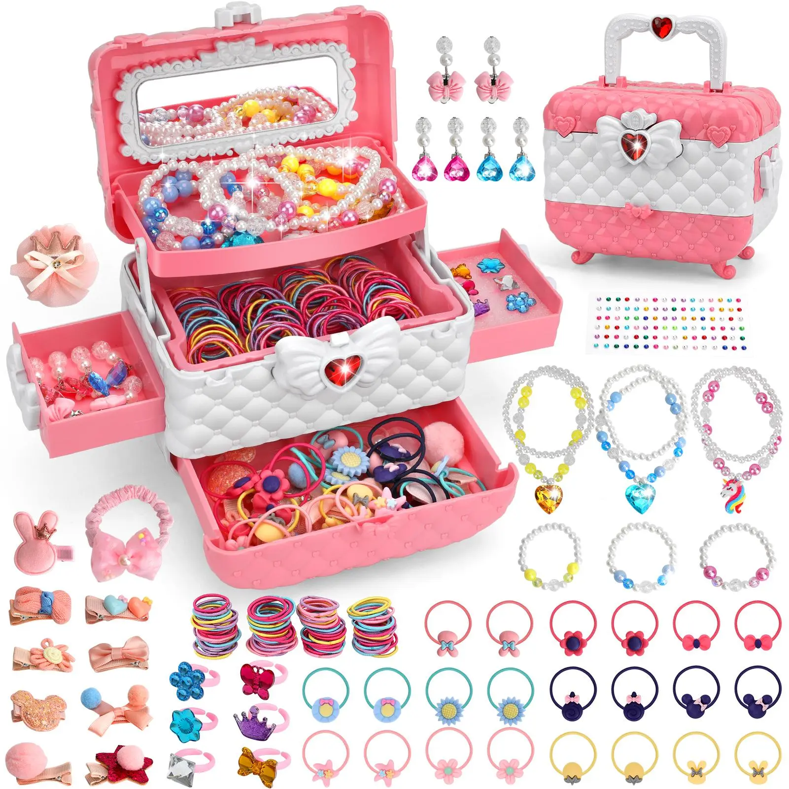 Children's jewellery accessory sets, dress-up jewellery sets for children, costume jewellery with hair clips and headbands, girls' toys, Christmas gifts suitable for girls aged 3, 4, 5, 6, 7, 8, 9, 10, 11 and 12., Necklace For Daughter