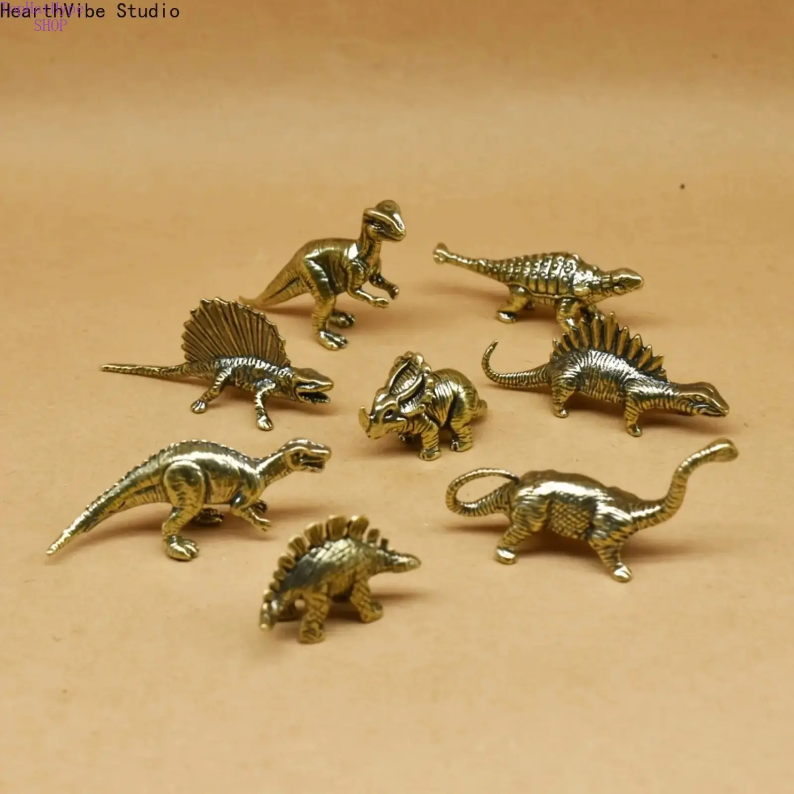 Vintage-Style Handcrafted Bronze Dinosaur Model Sets - All Seasons Costume Jewelry Sets, 3/5/8-Piece Jurassic-Era Collectibles for Whimsical Home Decor