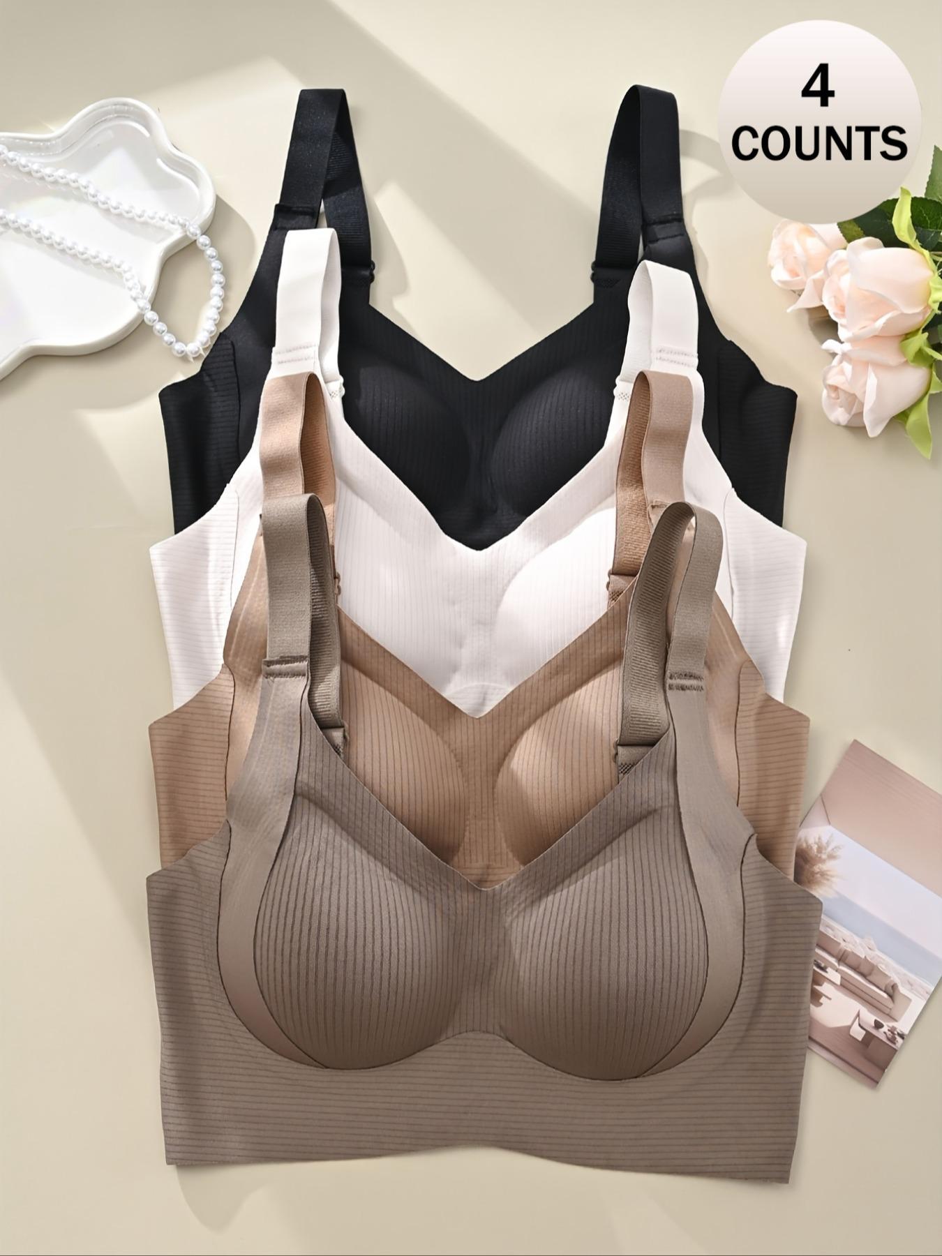 Women's Seamless Wireless Bra, Adjustable Wide Straps, Comfortable Breathable Lingerie, Medium Support, Casual All-Season Wear