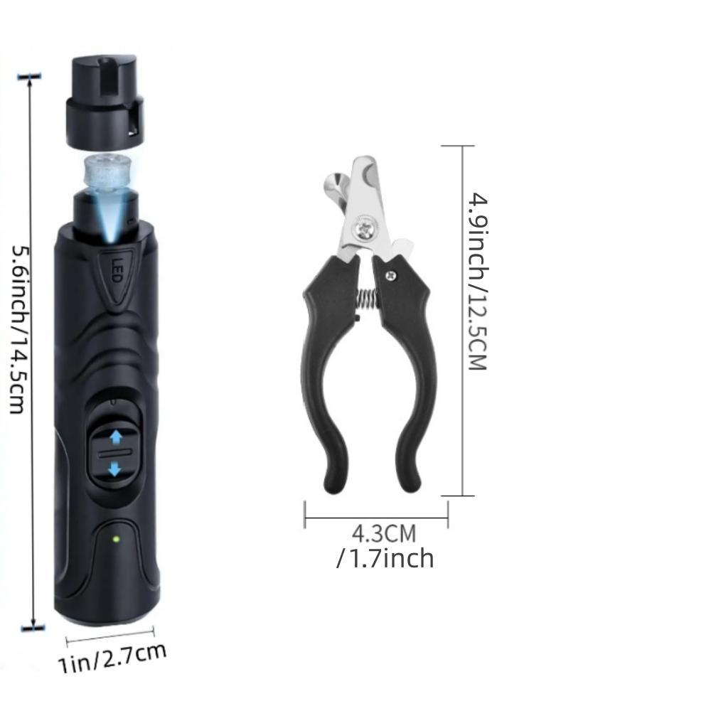 Pet Electric Nail Grinder, 1 Box Pet Nail Trimmer with LED Light, 2-Speed Ultra-silent Pet Nail Clipper Set, Professional Pet Grooming Tool, Christmas Gift