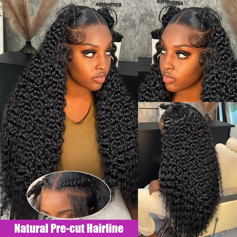 Bling Hair Glueless Wigs Human Hair Pre Plucked Pre Cut 13x4 13x6 Deep Wave Lace Front Drawstring Wigs Human Hair for Women 6x4 5x5 HD Lace Closure Wigs with Elastic Drawstring 180% Density Natural Color