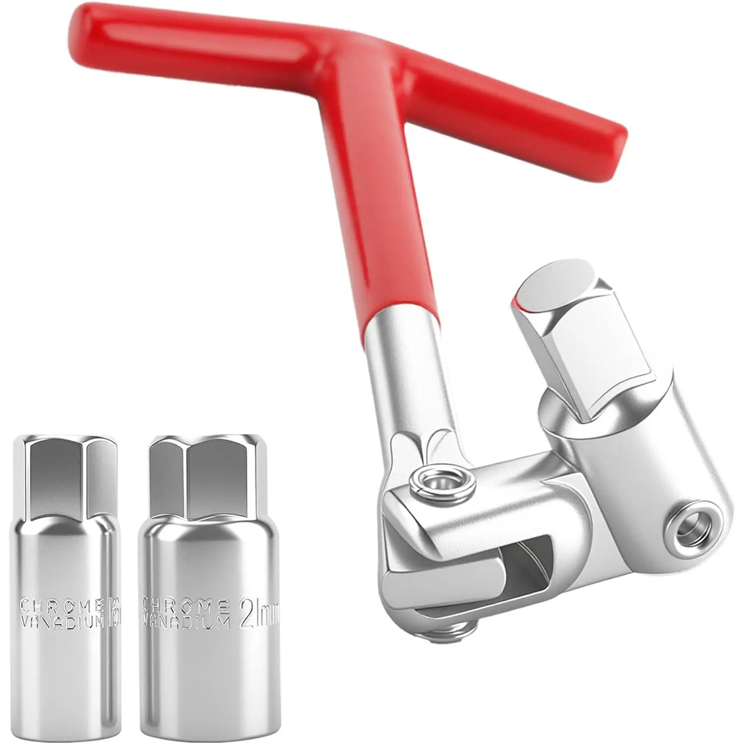 T-Handle Dual Socket Spark Plug Wrench Set - 16mm (5/8") & 21mm (13/16") Millimeters Sizes for ATV Maintenance, Lawn Mower Users