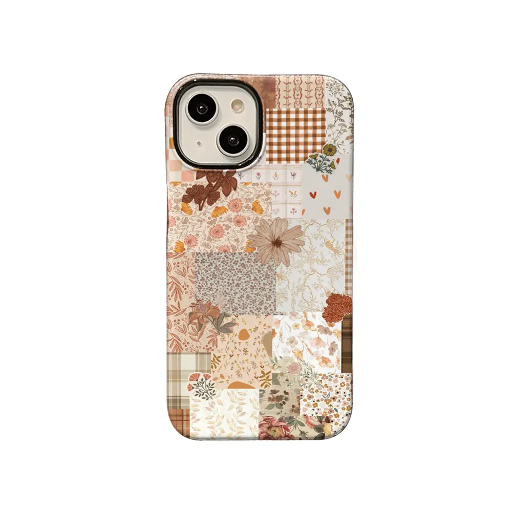 Vintage Floral Patchwork Phone Case，Boho Collage Style for iPhone 17 16 15 14 13 12 11 Plus Pro Max, Holiday Gift