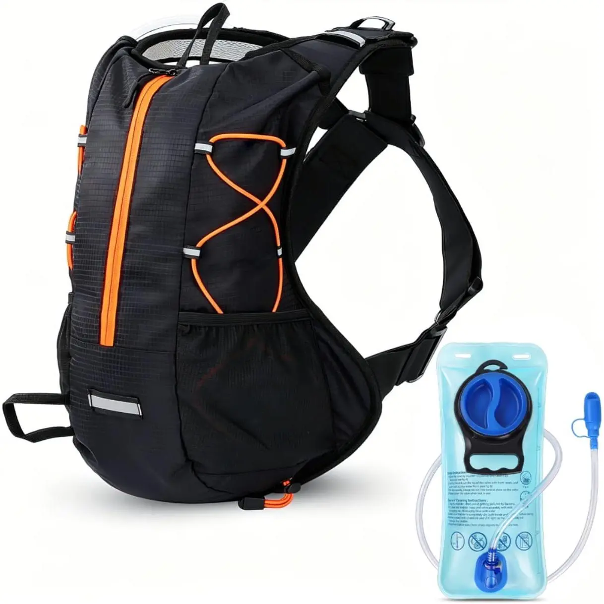 Hydration Backpack with 2L Bladder – Water Pack for Hiking Cycling Running| Secure No-Bounce Fit – Adjustable chest straps provide a stable, comfortable fit for running, cycling and outdoor adventures