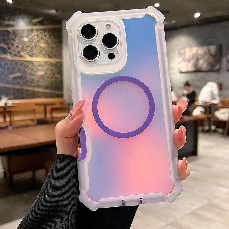 Magnetic Ice Mist Matte Color Gradient Dragon Phone Case Suitable for Apple/iPhone 17 16 15 14Plus 13Pro 12pro 11Pro Max Supports Wireless Charging Colorful Laser Four Corner Shockproof Male and Female Protective Cases Holiday Gifts