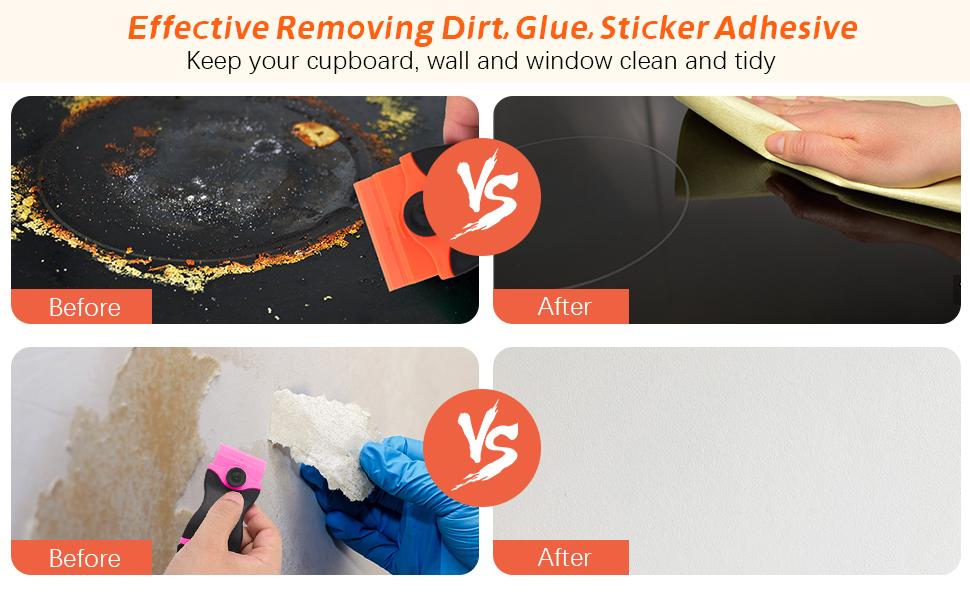 Razor Blade Scraper Tool, Cleaning Razor Scraper for Glass, Glass Top Stove Scraper for Oven Door, Razor Scraper Gift for Women, 2-in-1 Scraper Tool Set with 20Pcs Razor Blades for Removing Window Labels  Decals, Stickers, Caulk, Adhesive Removal