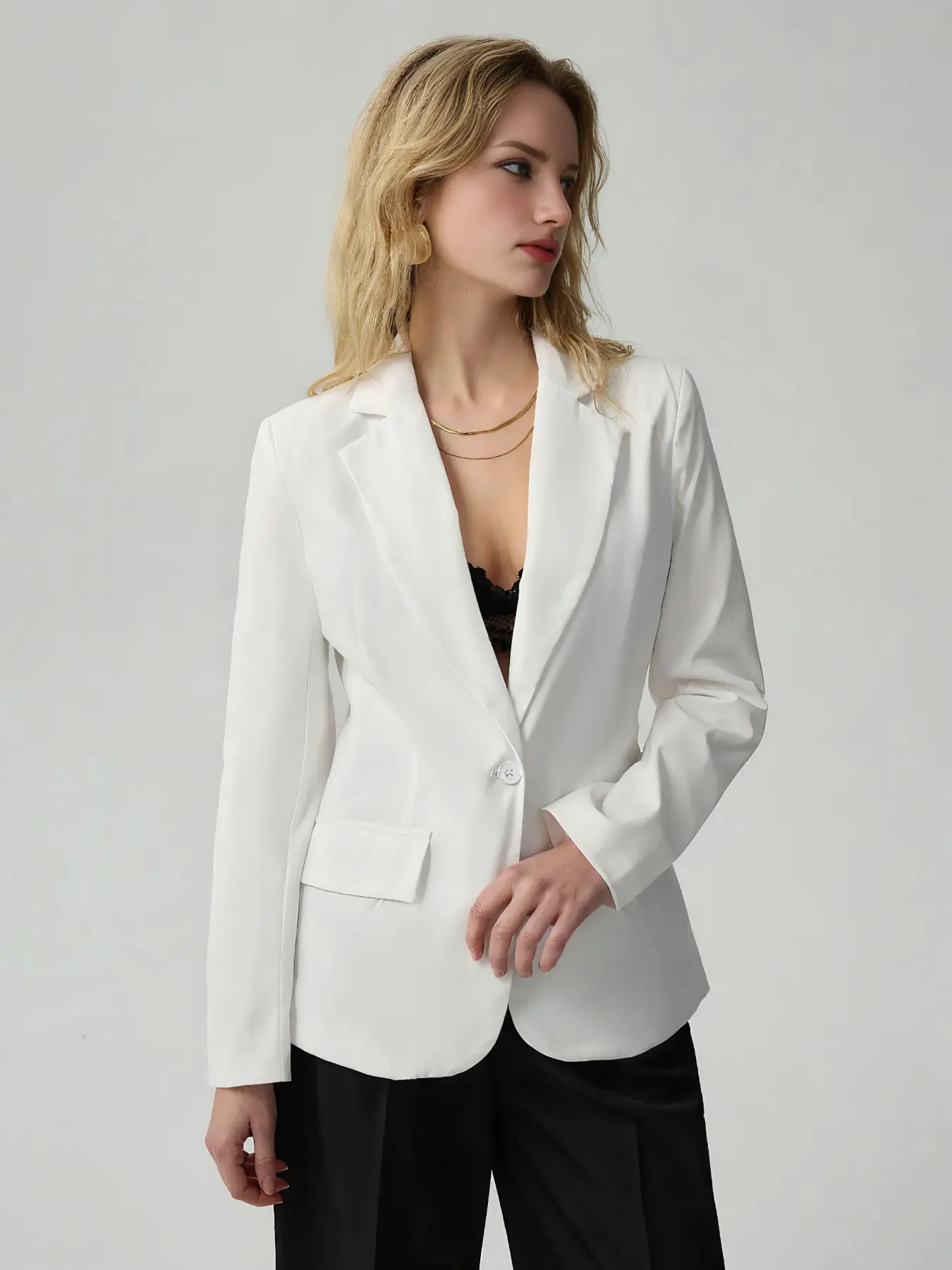 Elegant Chic Slim Fit Blazer for Women, Single Button Waistcoat, Formal Business Suit Jacket, Casual Office Wear, All Seasons