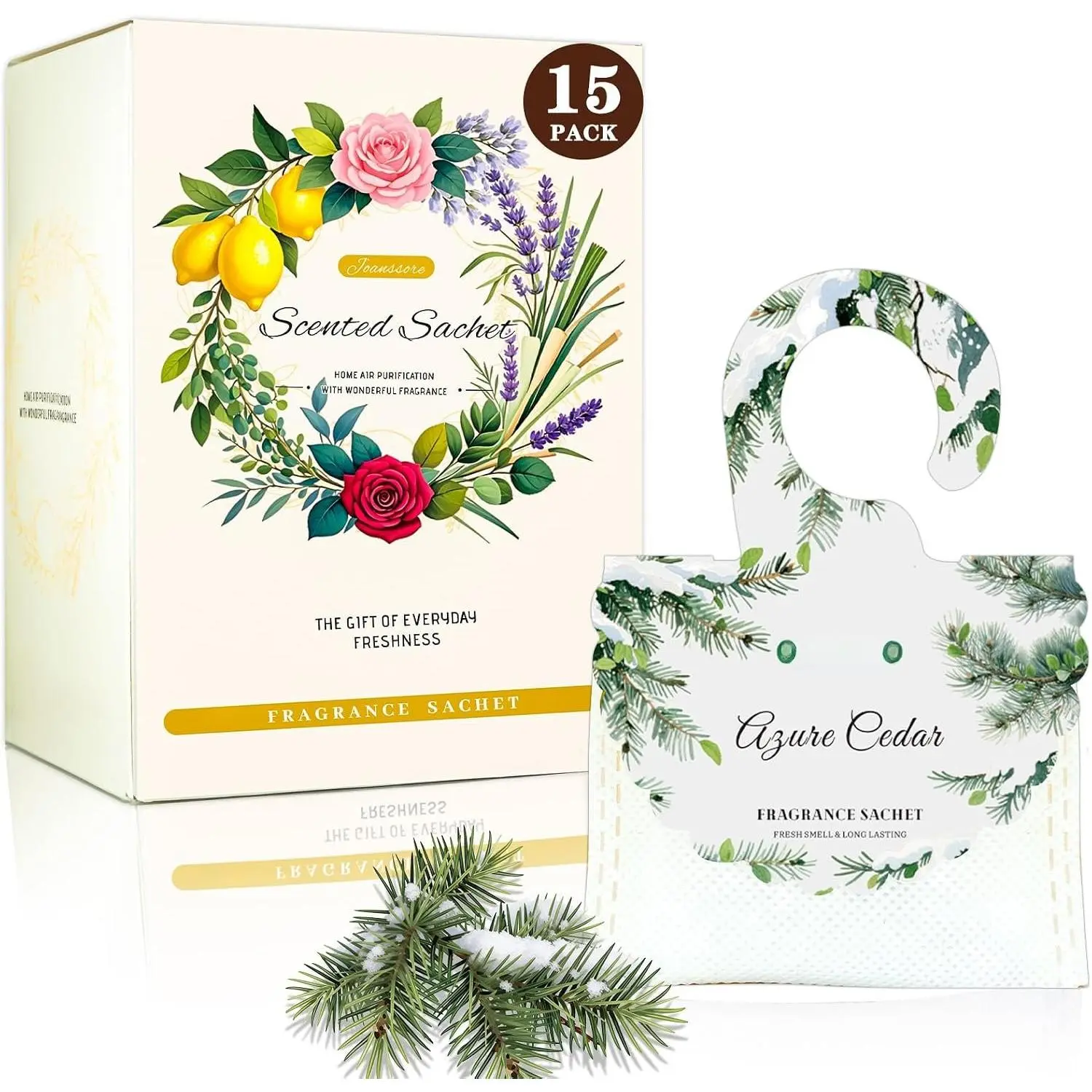 15 Packs Scented Sachets for Drawers and Closets,   Sachet | Long-Lasting  Closet Deodorizer Smell Goods for House (Azure Cedar)