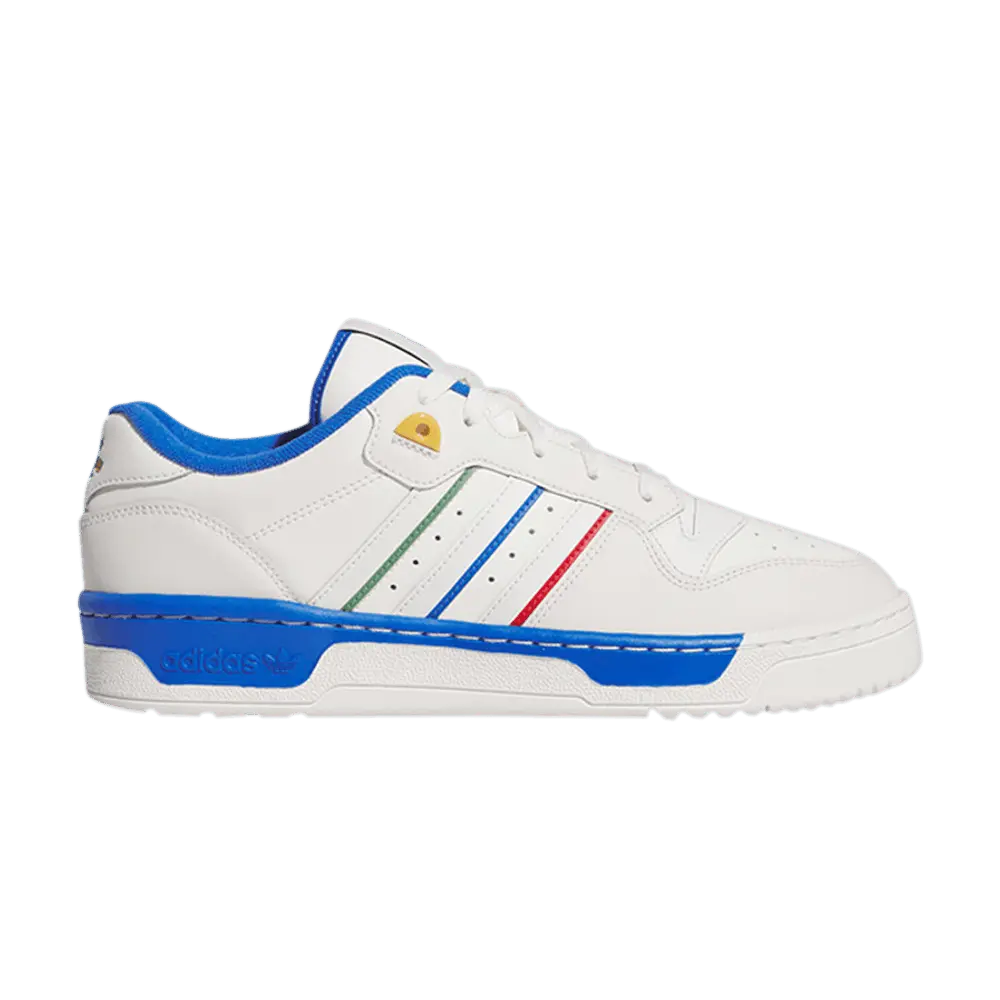 Adidas Unisex Rivalry Low 'Paris Olympics' Faux Leather Sports Shoes - Cloud White/Better Scarlet/Blue, Adjustable Lace, Training Footwear, Style JI0866, Closed Athletic Casual Shoe