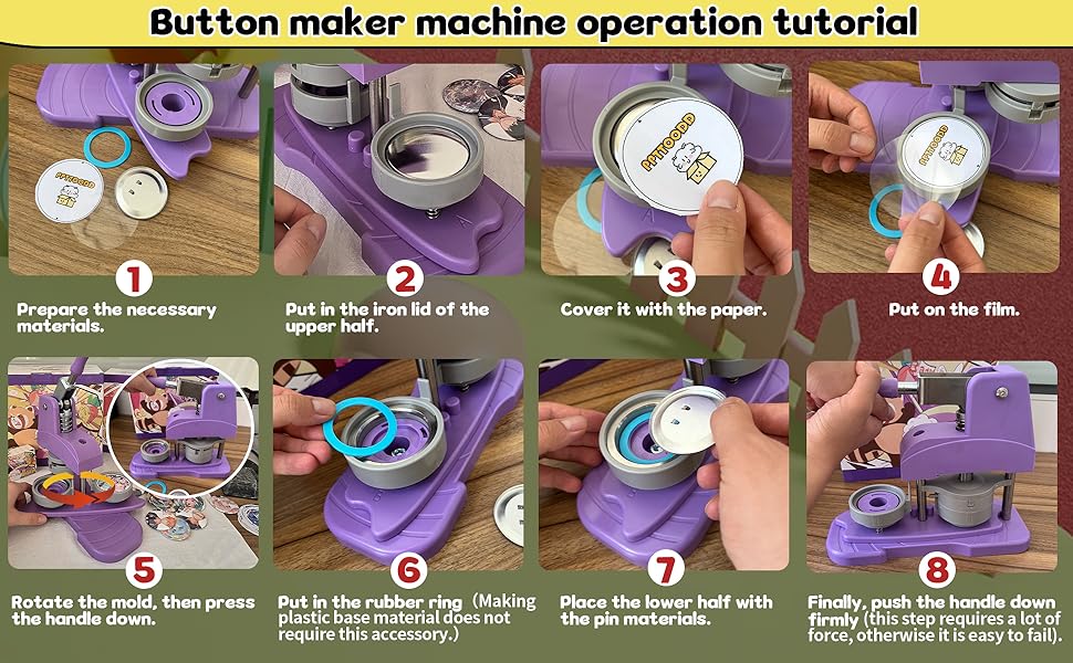 Pink Button Maker Machine 58mm (2.25 inch), DIY Button Pin Maker Machine Comes with Free Button Parts, Circle, Cutting Board, Pattern Paper, Holographic Bags, Colored Film, and Protective Case