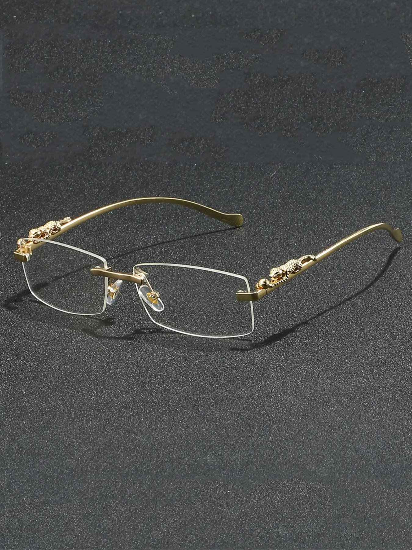 Men's Metal Frameless Leopard Leg Decorative Glasses, Fashion Casual Style for Parties & Daily Wear, All Season Eyewear Accessory