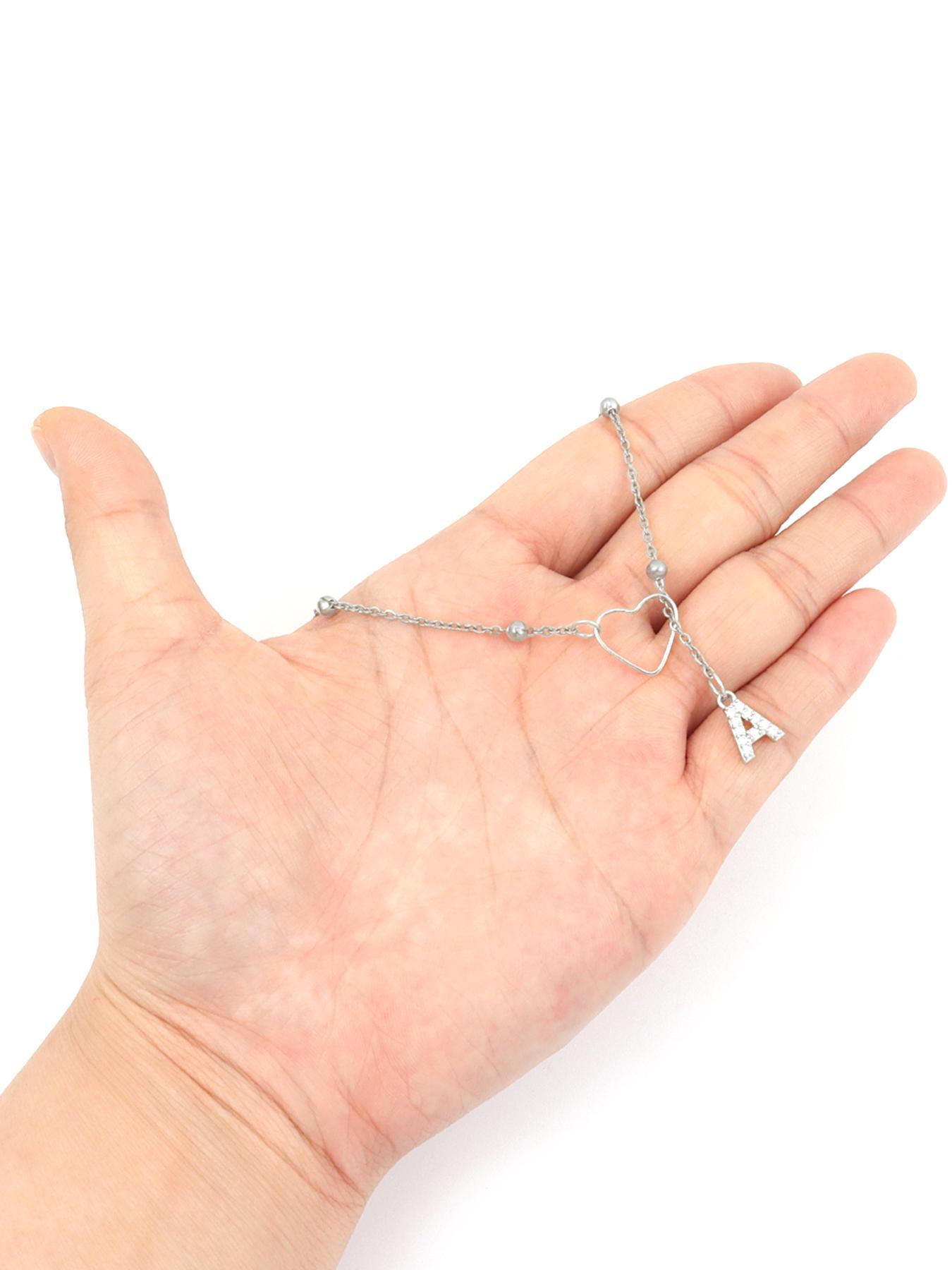 Letter Heart Design Pendant Necklace for Women, Rhinestone Decor Stainless Steel Jewelry for Gift, Elegant All-match Fashion Accessories for Daily Wear, Initial Letter Necklace