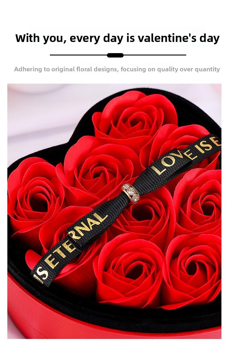 Heart-Shaped Rose Gift Box for Necklace Ring Earrings Jewelry, Preserved Flower Storage Case, Romantic Valentine's Day Gift Box for Girlfriend Birthday Anniversary teen girl  mini gifts Mother's Day love gifts