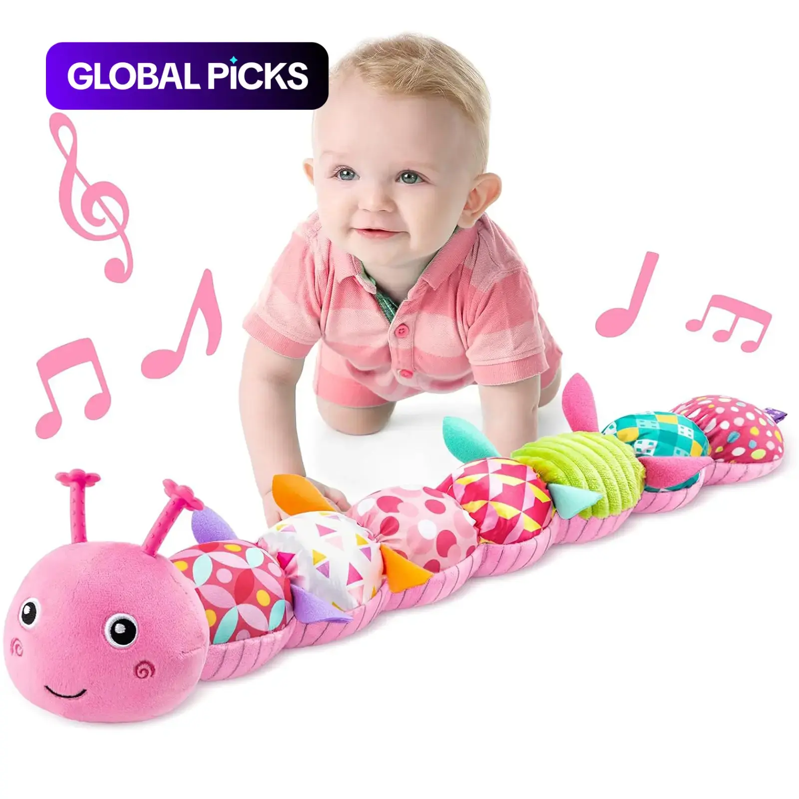 Soft Stuffed Caterpillar Musical Toy, Rattle Maracas Sensory Play, 1 Count Baby Infant Newborn Musical Stuffed Animal Toy, Birthday Gift for Baby Girls and Boys #GLOBAL PICKS