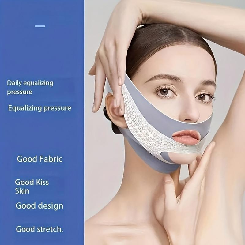 Breathable Seamless V-Shaped Mask 2 Pieces Dark Gray Adjustable Reusable Facial Beauty Tool for Women Men Universal Fit Skin Repair