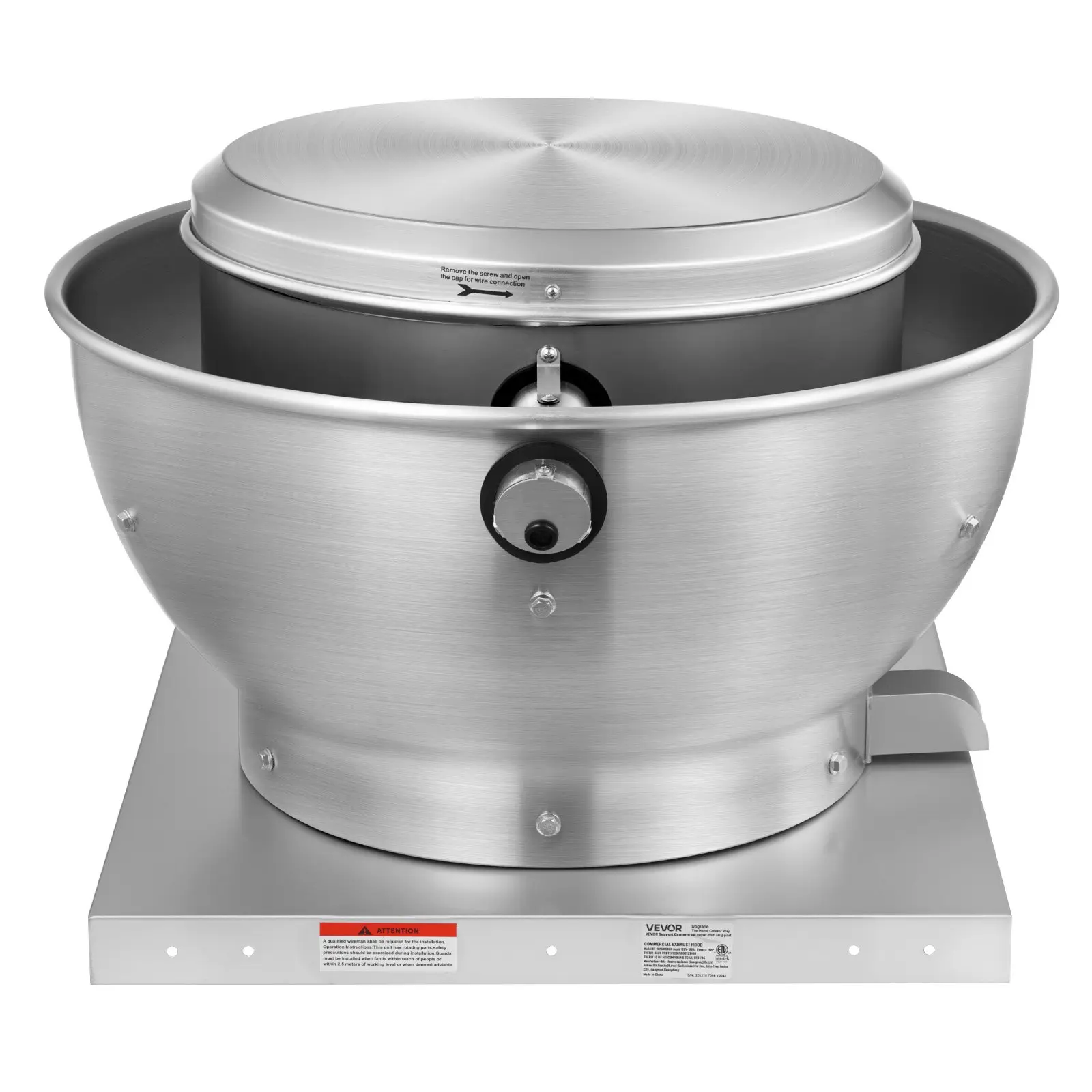 VEVOR Commercial Industrial Kitchen Exhaust Fan, 2109 CFM 28" x 28" Restaurant Canopy Hood Ventilation Fan, 0.75HP 560W Direct Drive, High Speed Low Noise, for Food Trucks, Warehouses